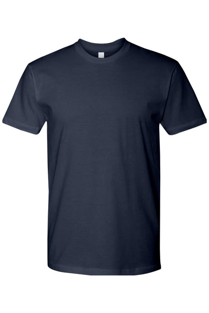 Navy blue Next Level ringspun short sleeve crew neck t-shirt in soft cotton fabric.