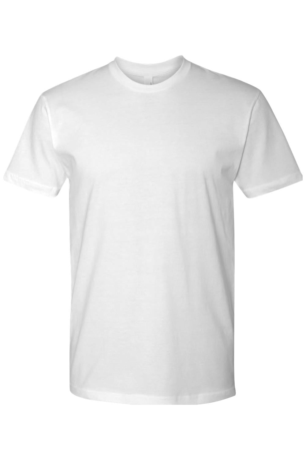 Next Level premium white ringspun cotton short sleeve crew neck t-shirt with a classic, breathable fit.