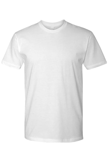 Next Level premium white ringspun cotton short sleeve crew neck t-shirt with a classic, breathable fit.