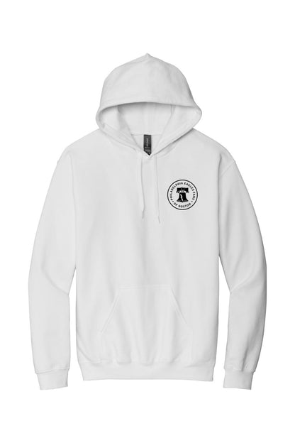 White cotton-blend hoodie featuring a black Philadelphia Eagles of Boston logo on the left chest.