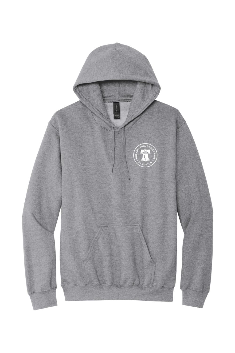 Sport grey cotton-blend hoodie featuring a white PEFoB logo on the front chest and a drawstring hood.