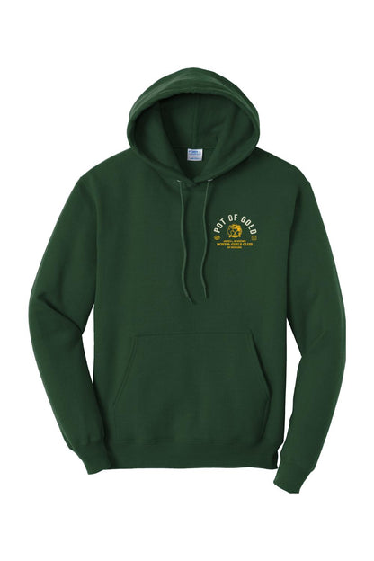 Forest green cotton hoodie featuring a Pot of Gold 2025 logo for the McKeown Boys & Girls Club of Woburn.