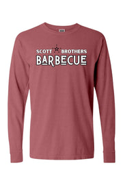 Scott Brothers Barbecue Black N' White Logo Comfort Colors Long Sleeve T-Shirt - Mens