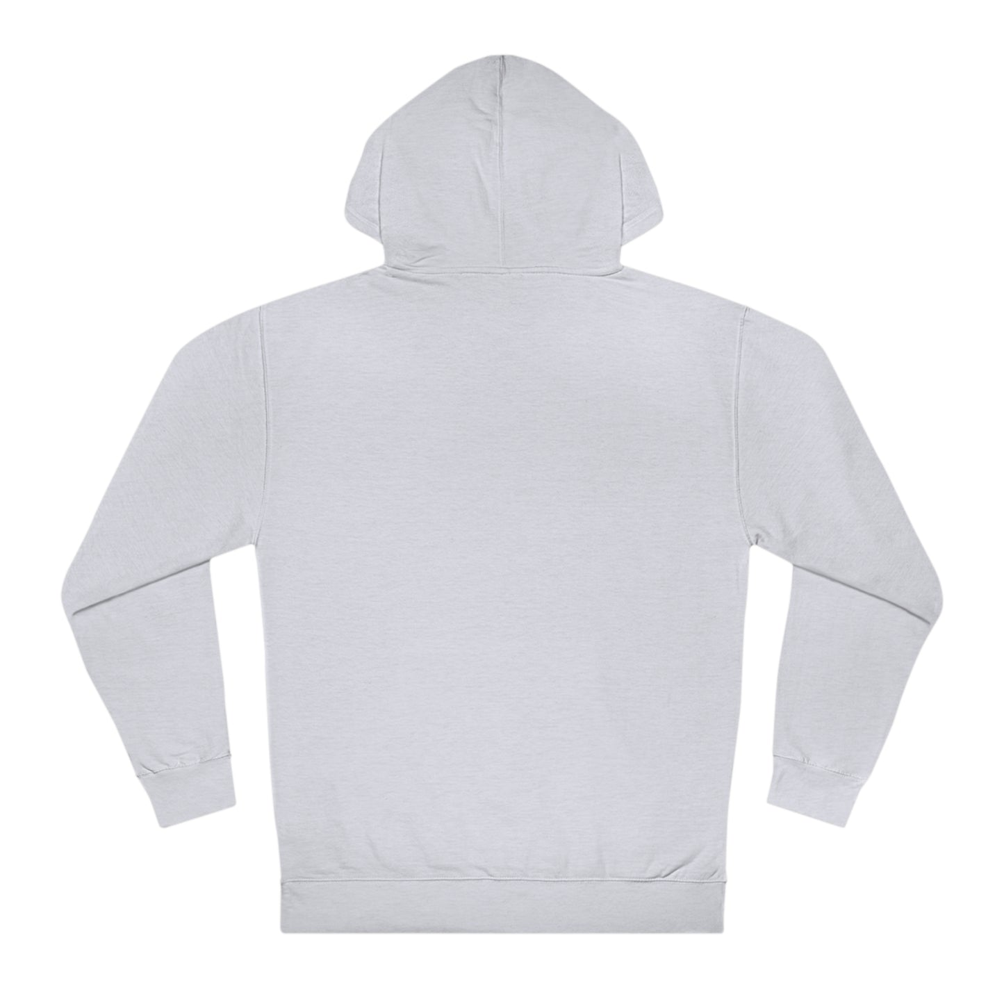 Back view of a stone-colored men's regular fit fleece hooded sweatshirt with long sleeves.