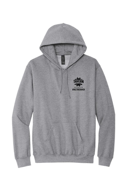 Sport grey cotton-blend hooded sweatshirt with Tavern on High logo on the chest and a front kangaroo pocket.