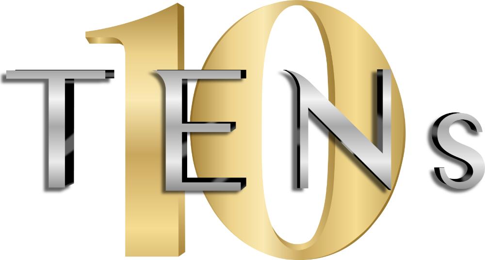 Metallic gold and silver Tens Show Club logo with bold, stylized lettering on a white background.