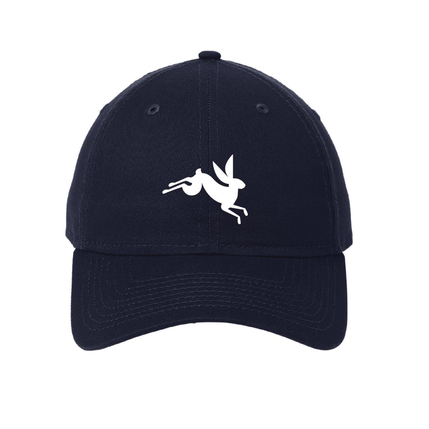 Navy blue unstructured baseball cap featuring a white leaping Ford bunny logo on the front panel.