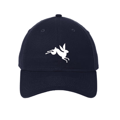 Navy blue unstructured baseball cap featuring a white leaping Ford bunny logo on the front panel.