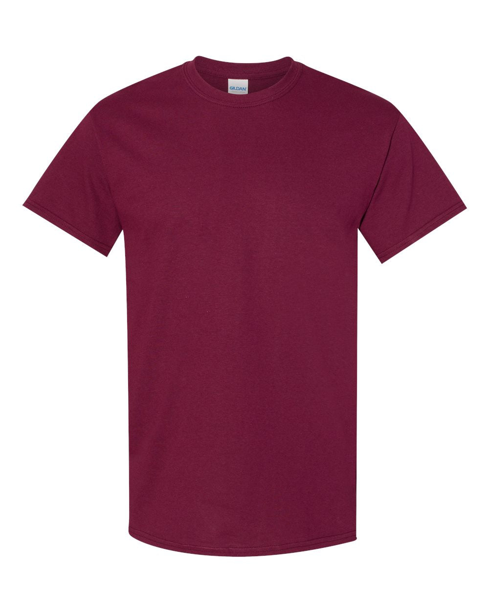 Maroon men's classic crew neck t-shirt made from 100% cotton with a durable ribbed collar and taped shoulders.