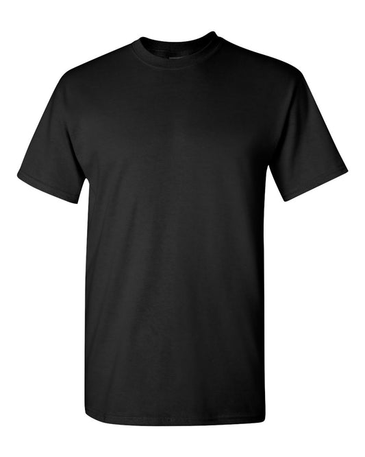 Men's black classic-fit cotton t-shirt with a rib collar and taped neck for durability.