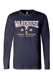Warehouse Kitchen + Sports Bar Soccer Long Sleeve Cotton T-Shirt - Mens