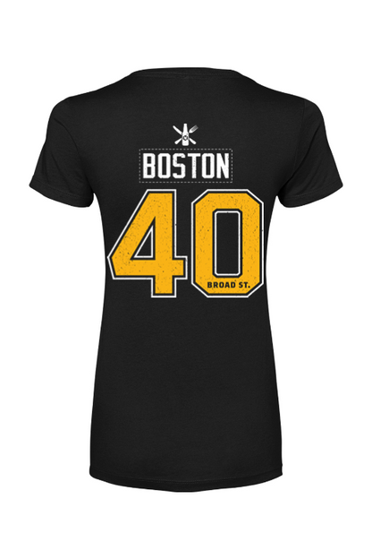 Warehouse Kitchen + Sports Bar Boston Black & Gold Cotton Blend T-Shirt - Women's