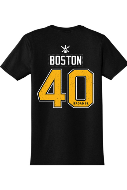 Warehouse Kitchen + Sports Bar Boston Black & Gold Relaxed Fit Cotton T-Shirt - Unisex
