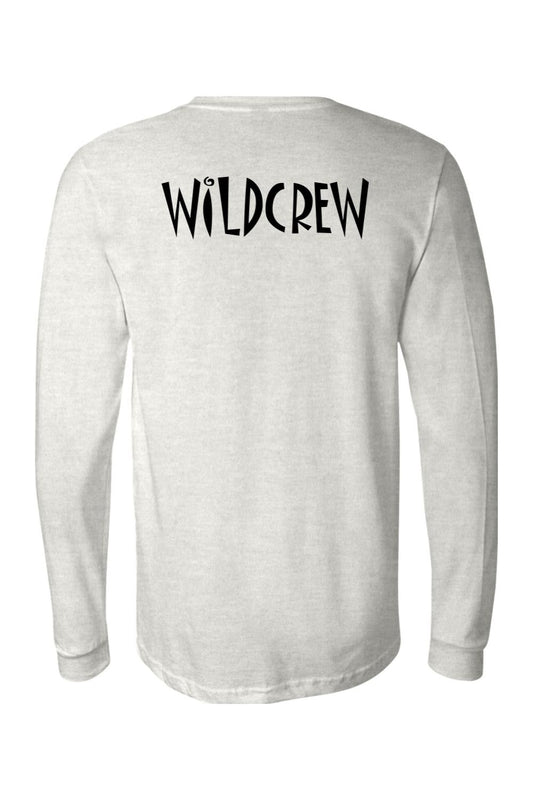Light grey long-sleeve cotton jersey featuring the black WILDCREW logo printed on the back.