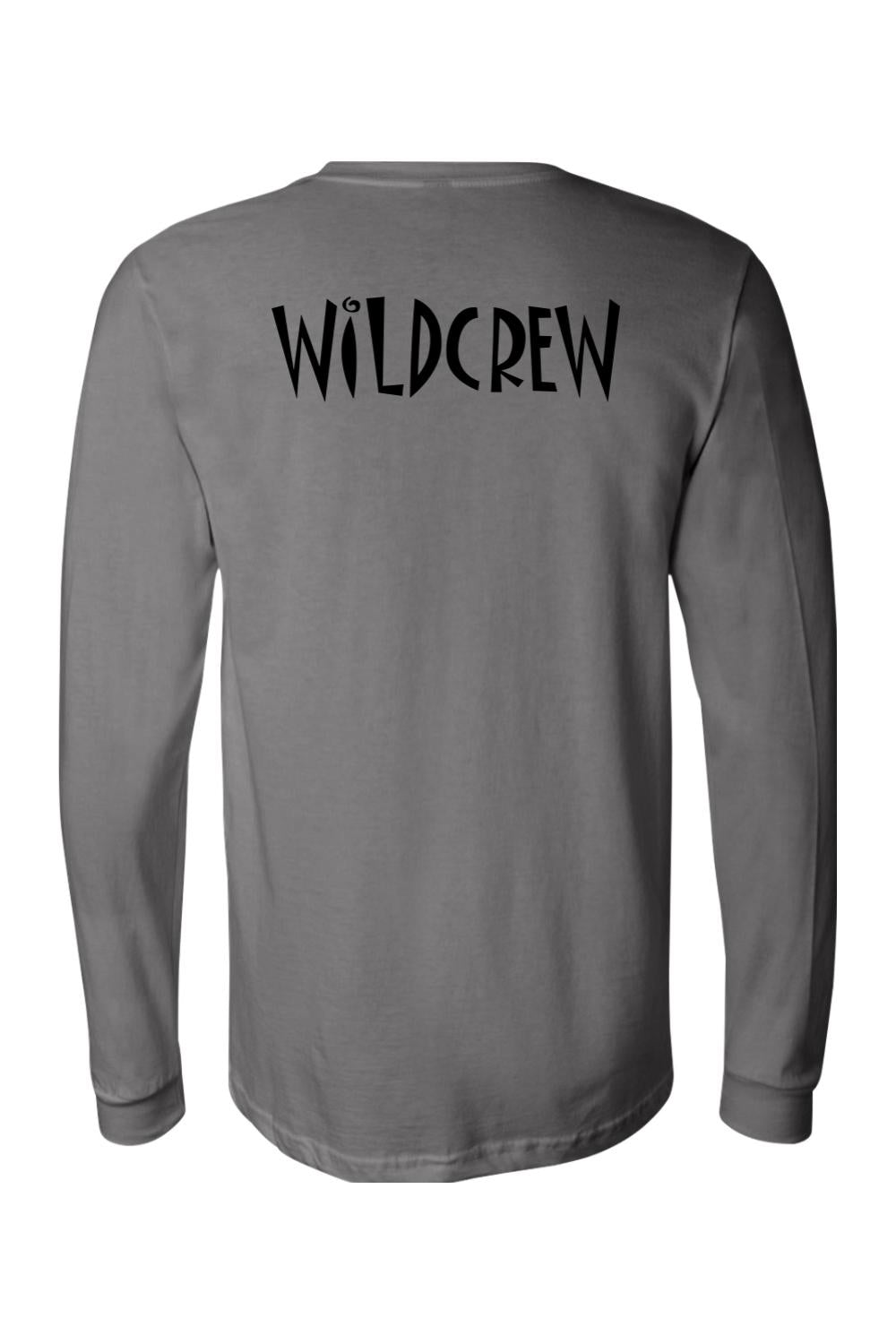 Grey long-sleeve cotton jersey featuring the black WILDCREW logo printed across the upper back.