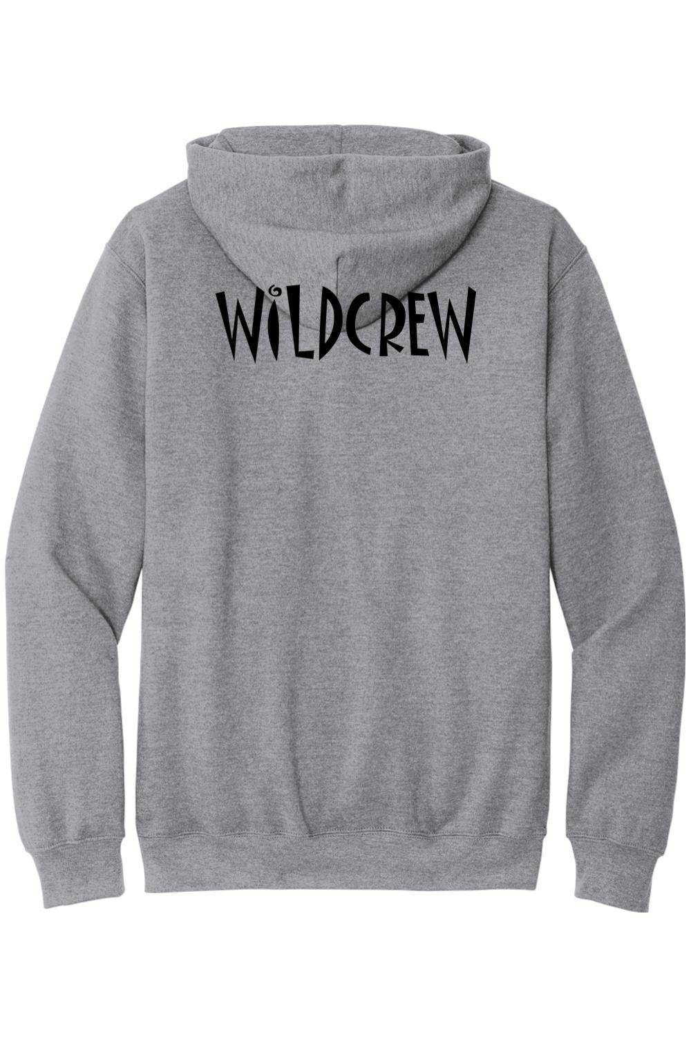 Sport grey midweight hoodie featuring a black Wildcrew logo printed on the back.