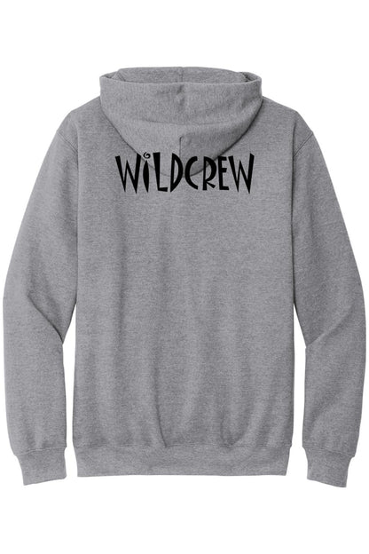 Sport grey midweight hoodie featuring a black Wildcrew logo printed on the back.