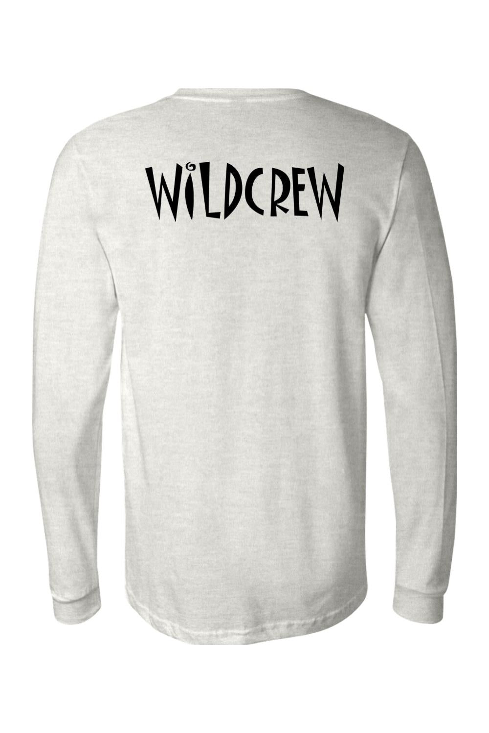 Light grey long sleeve cotton jersey featuring the black Wildcrew logo printed on the back.