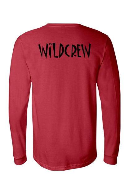 Red long-sleeve cotton jersey featuring the black Wildcrew logo printed on the back.