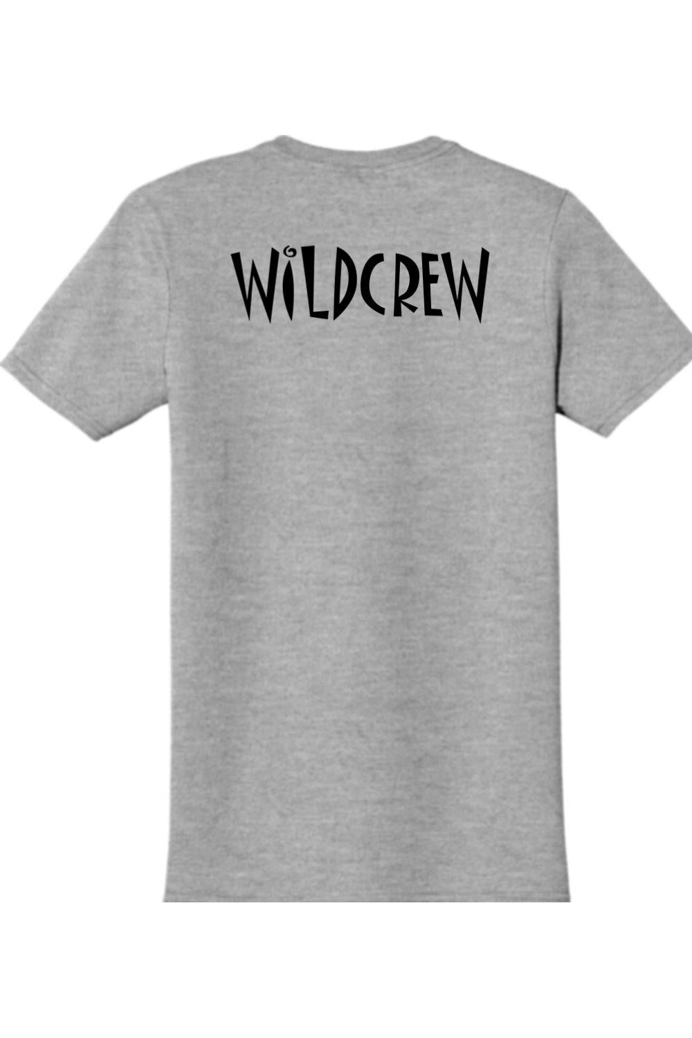Sport grey cotton-blend t-shirt featuring the black Wildcrew logo printed on the upper back.