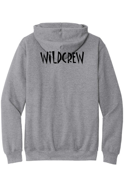 Sport grey midweight hoodie featuring a black WILDCREW logo printed on the back.
