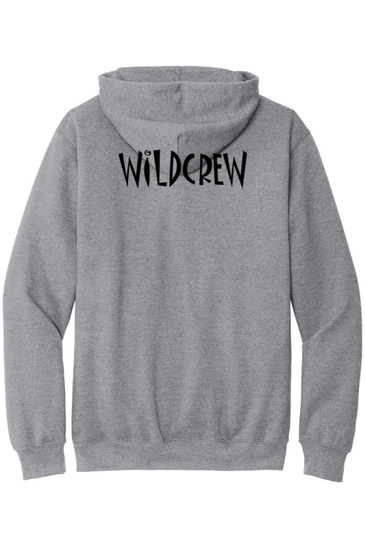 Sport grey midweight hoodie featuring a black WILDCREW logo printed on the back.