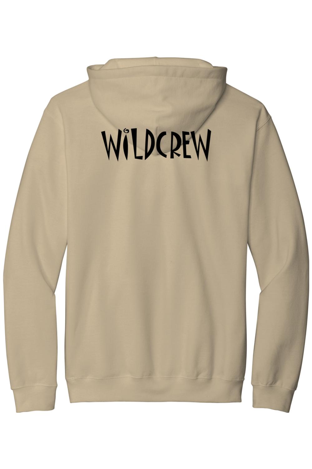Tan midweight hoodie featuring the black WILDCREW logo printed on the back.