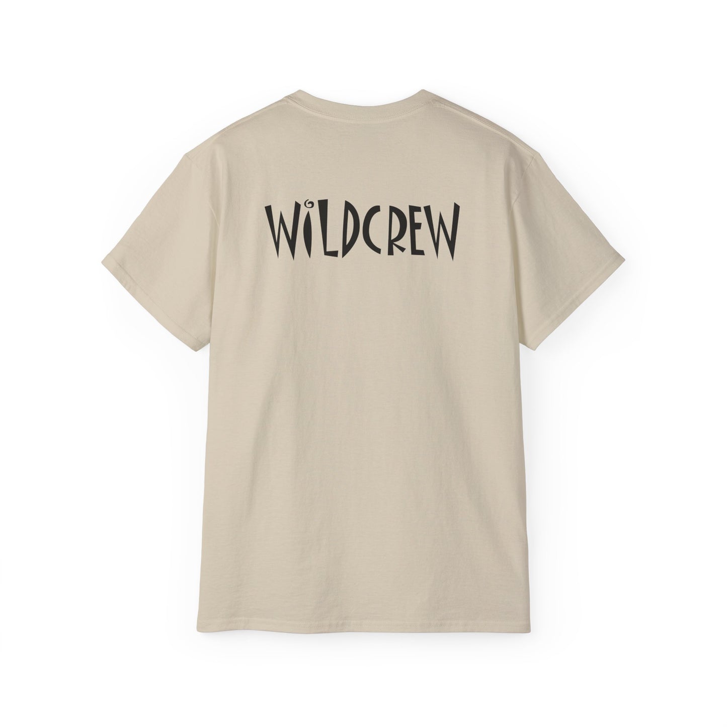 Beige Wildwood Keep Rolling cotton T-shirt featuring black Wildcrew text on the back in a modern classic fit.