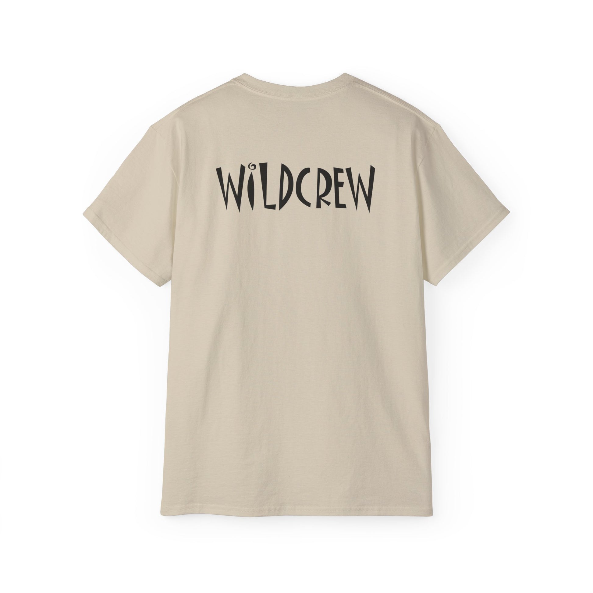 Beige Wildwood Keep Rolling cotton T-shirt featuring black Wildcrew text on the back in a modern classic fit.