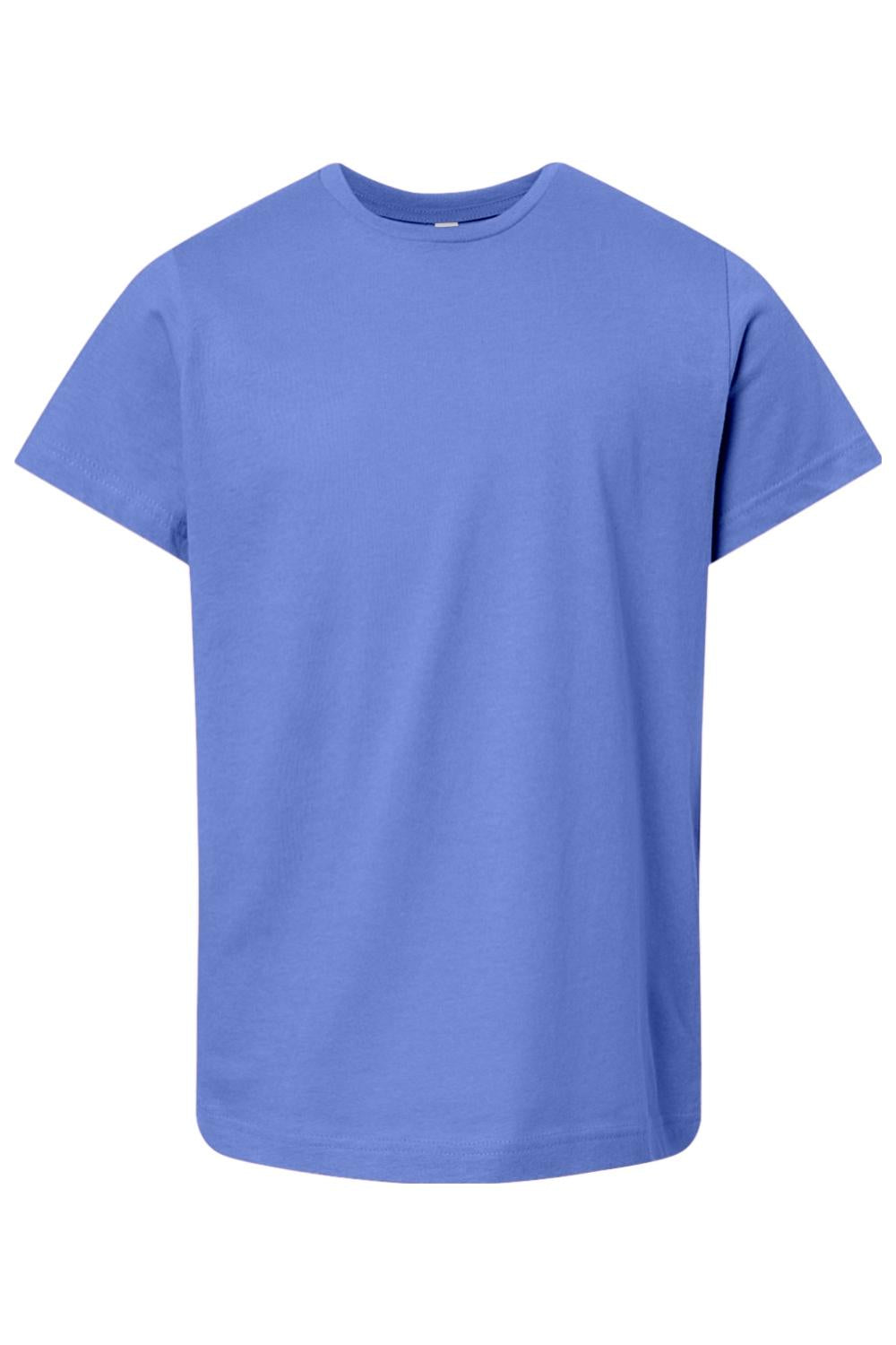 Youth LAT fine jersey crewneck t-shirt in a solid periwinkle blue color with short sleeves and a classic fit.