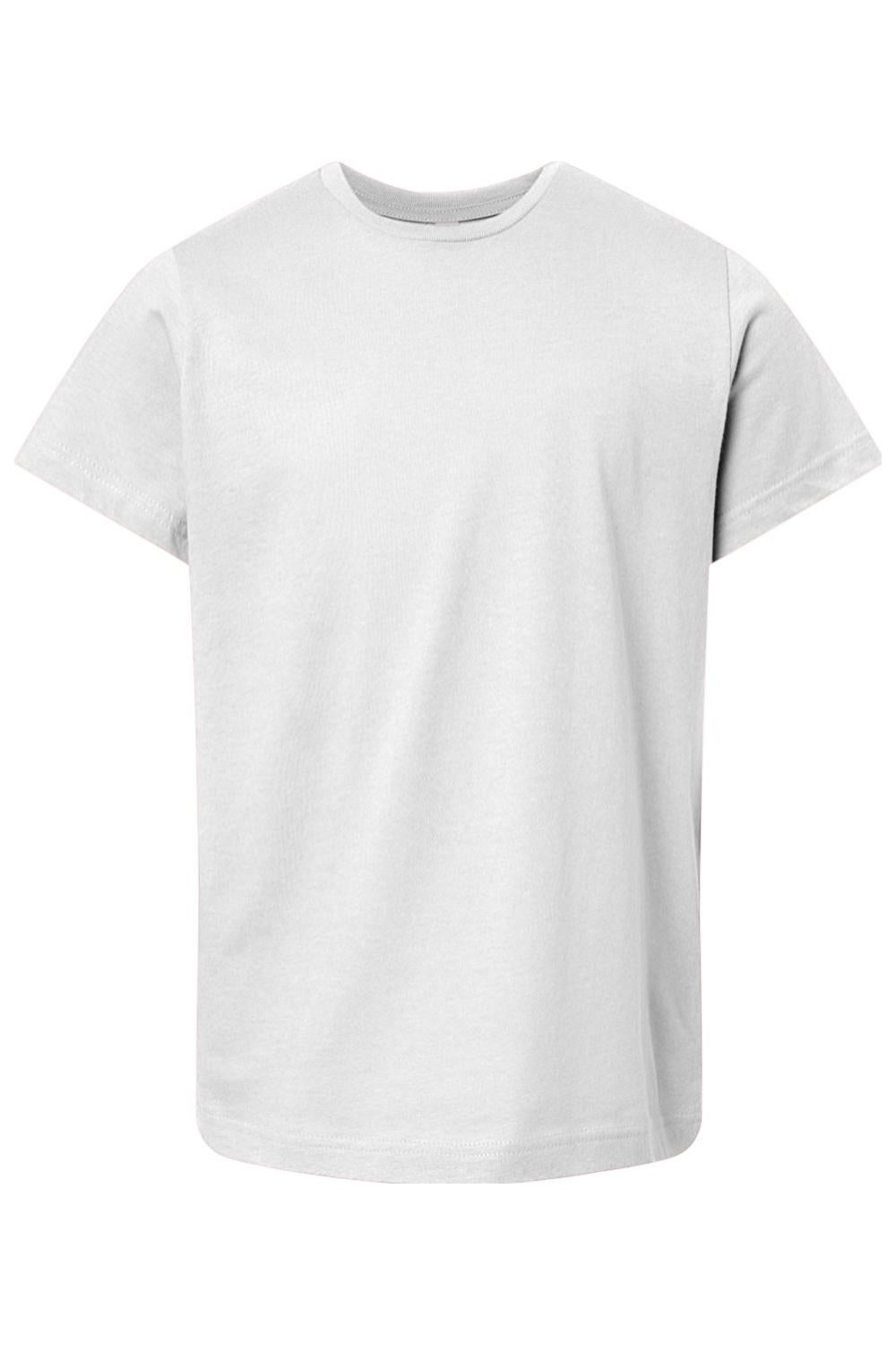Youth LAT fine jersey crewneck t-shirt in white, featuring a lightweight, breathable cotton blend and classic fit.
