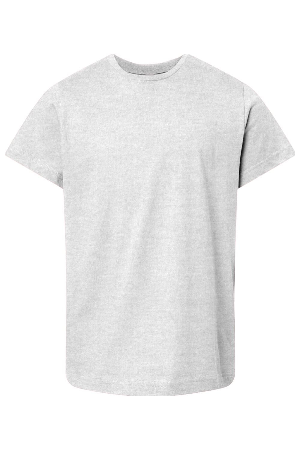 Youth LAT fine jersey crewneck t-shirt in heather grey, featuring a soft, lightweight, and breathable cotton blend.