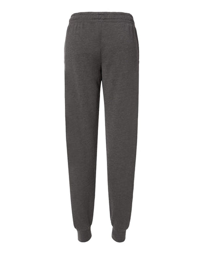Charcoal grey women's fleece sweatpants with an elastic waistband, drawstring, and ribbed ankle cuffs.
