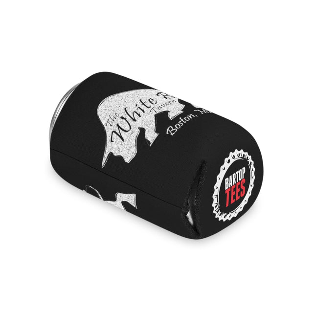 Can Cooler - White Distressed Logo - Black